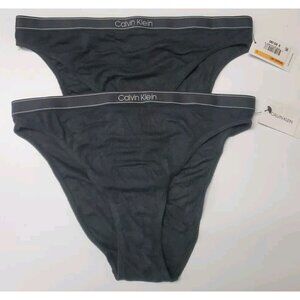 Calvin Klein Set Of 2 Women's Pure Ribbed Cheeky Bikini QF6443 Black Sz. S NEW